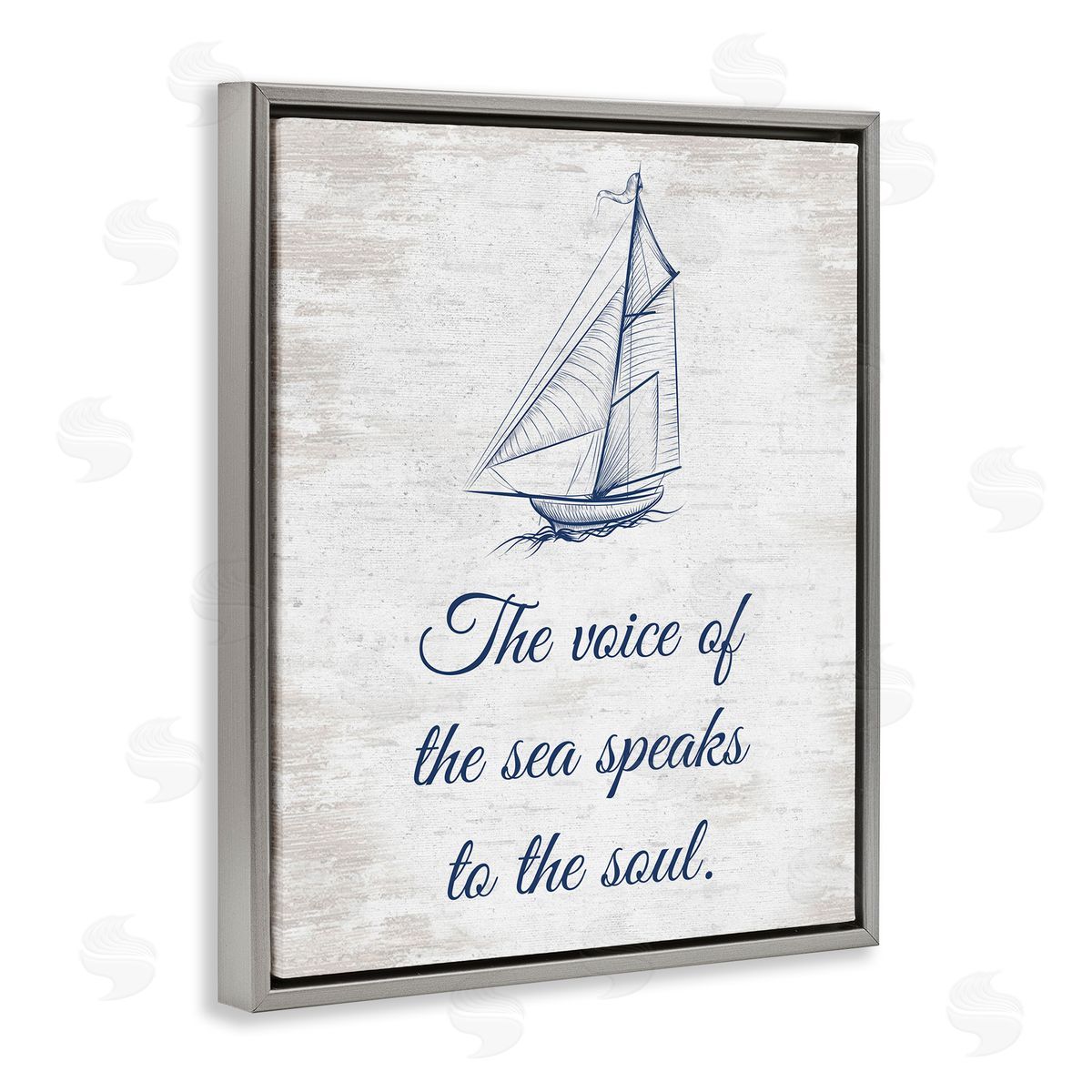 Voice Of The Sea Grey Floating Frame Canvas Wall Art, Home Decor by Lettered and Lined