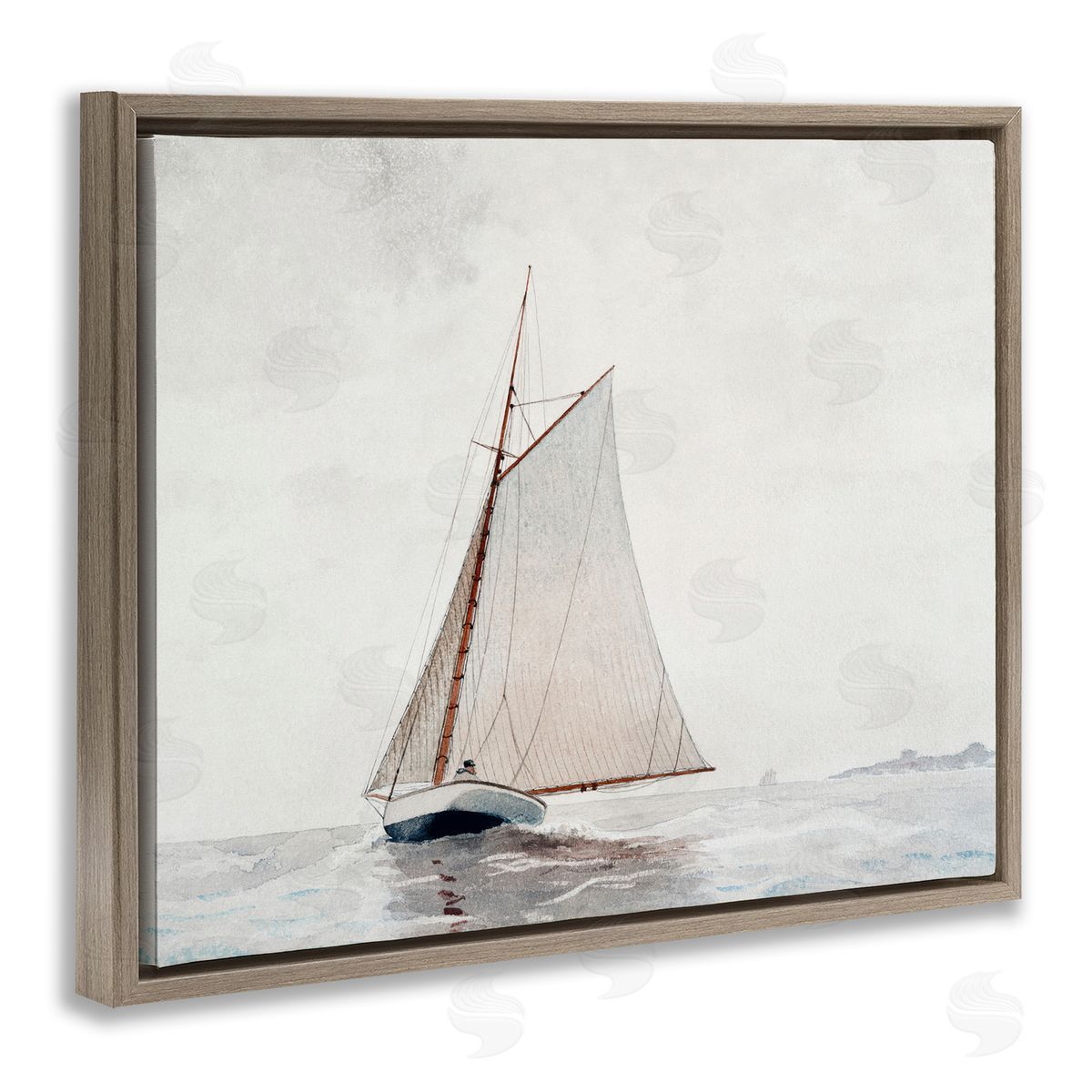 Timeless Sea Vessel Brown Floating Frame Canvas Wall Art, Home Decor by Lettered and Lined