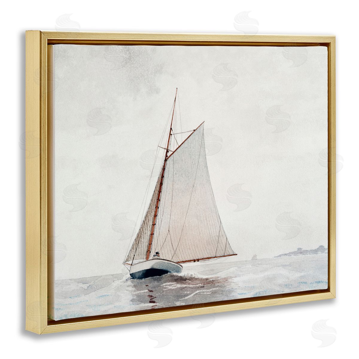 Timeless Sea Vessel Gold Floating Frame Canvas Wall Art, Home Decor by Lettered and Lined