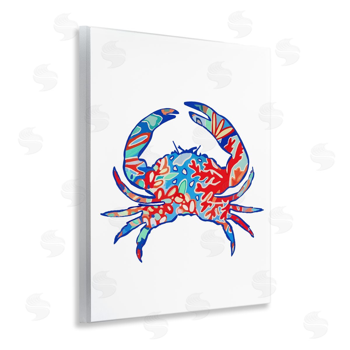 Coral Patterned Crab Wood Plaque Wall Art, Home Decor by Lisa Nohren