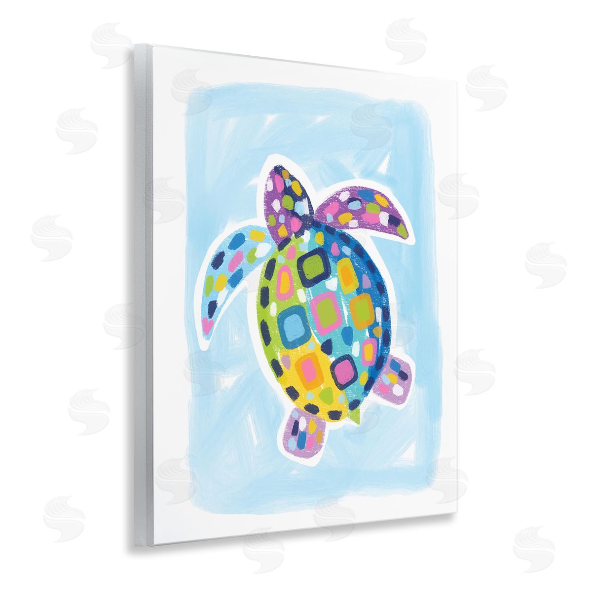 Mosaic Turtle on Blue Wood Plaque Wall Art, Home Decor by Lisa Nohren