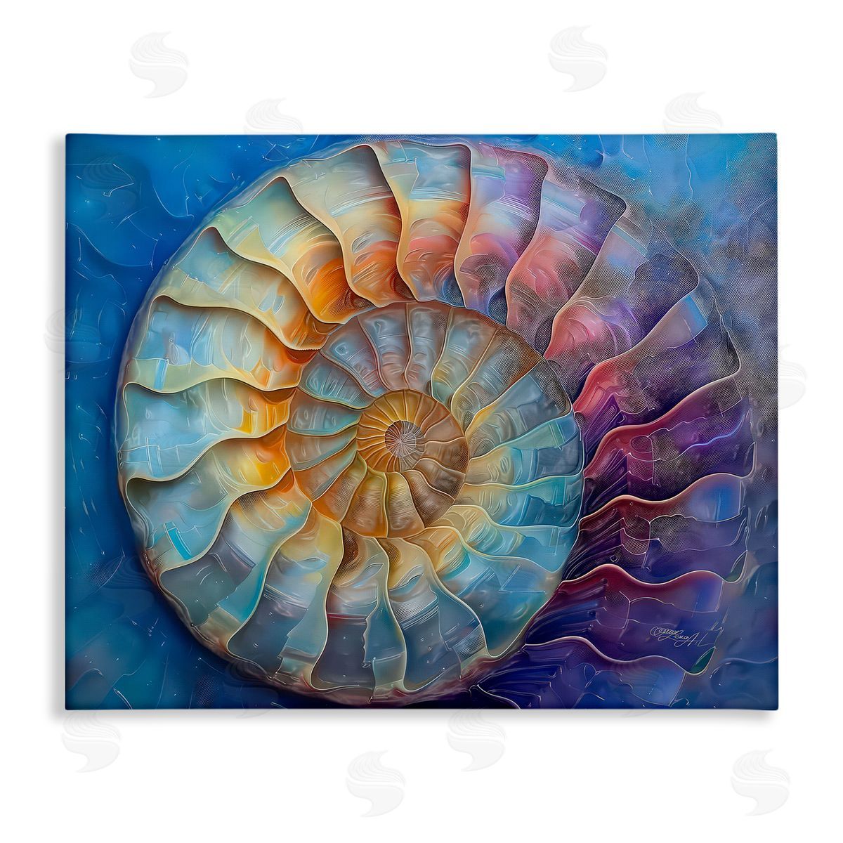 Lena Owens Maritime Nautilus Spiral Canvas Wall Art Print