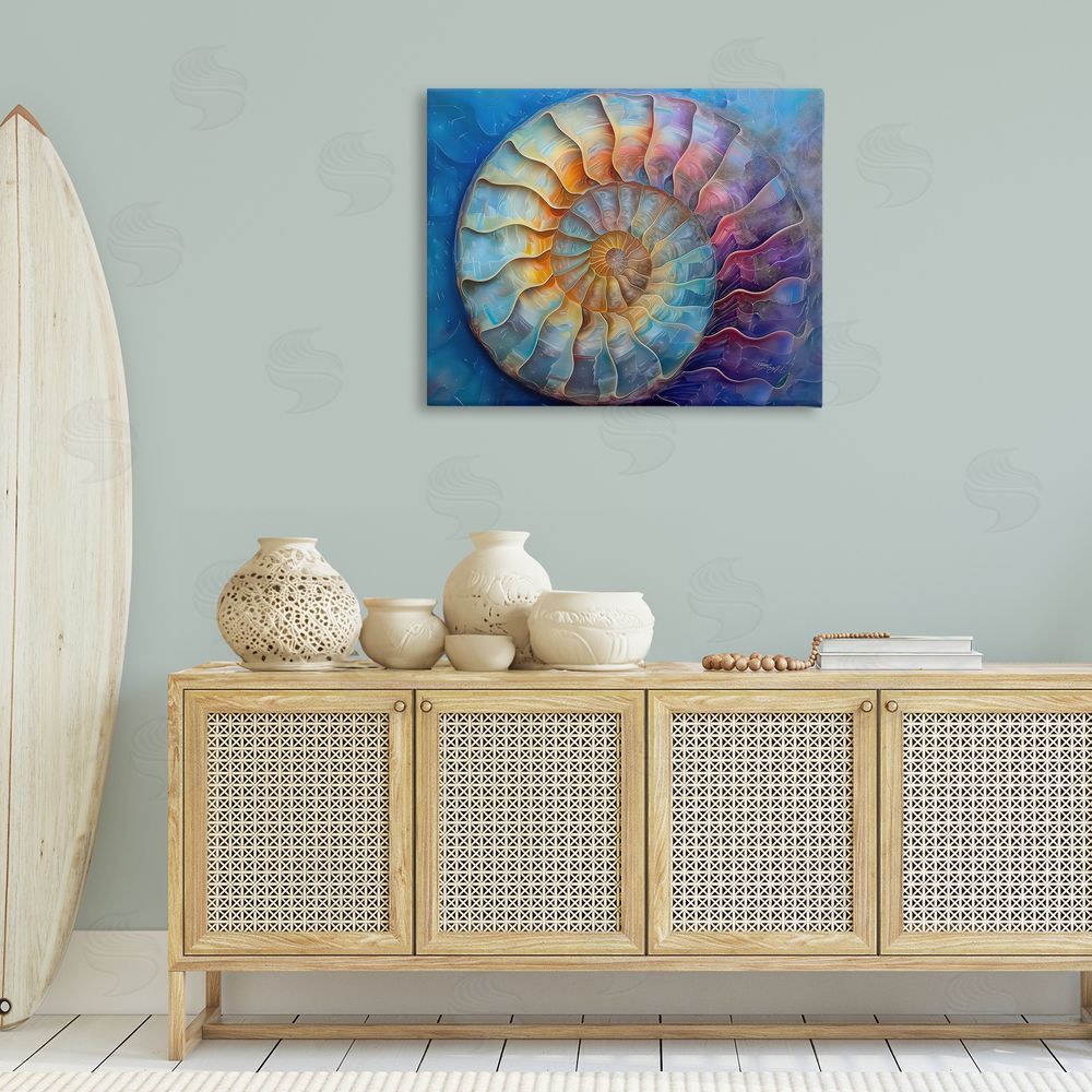 Lena Owens Maritime Nautilus Spiral Canvas Wall Art Print in Room
