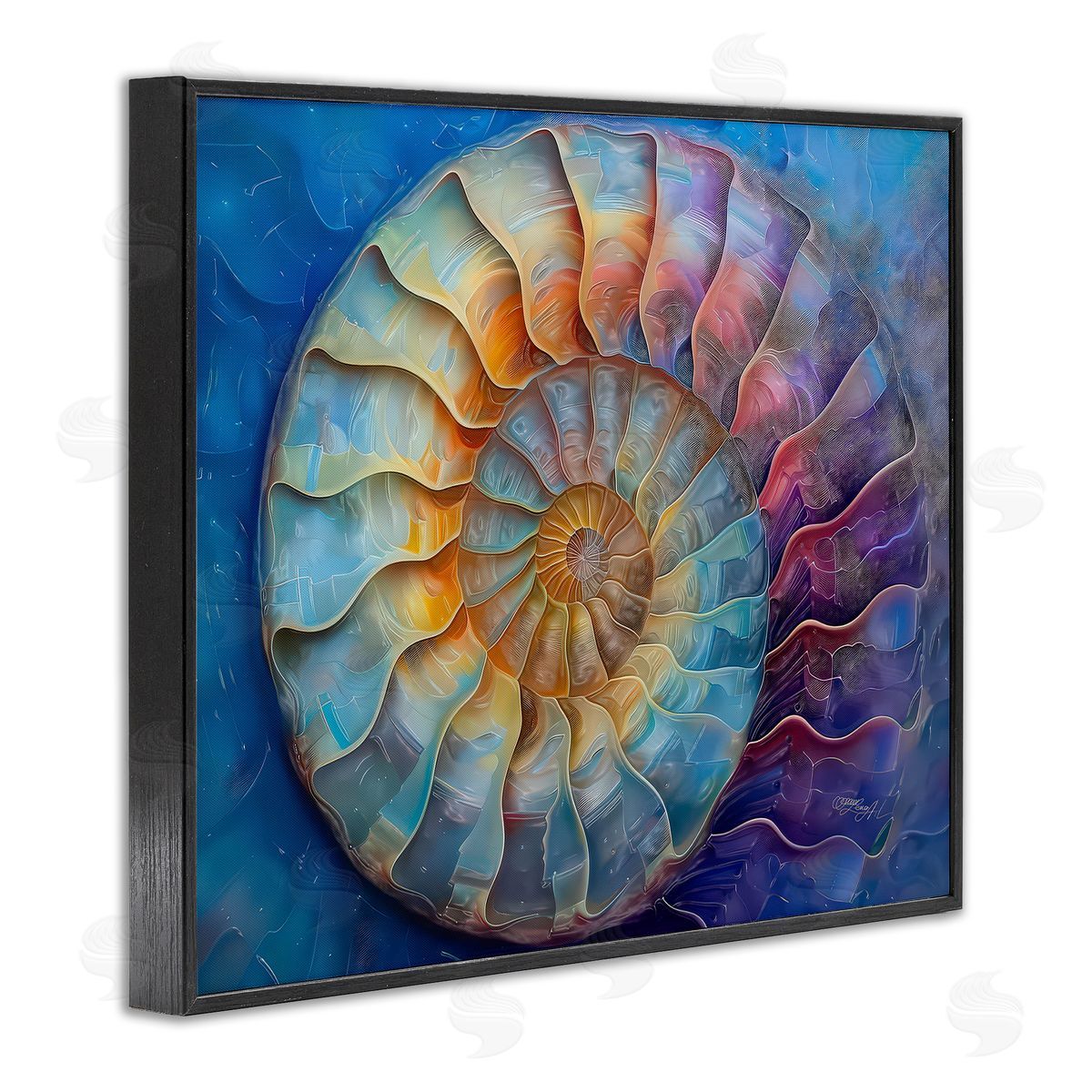 Lena Owens Maritime Nautilus Spiral Black Framed Giclee Wall Art Print