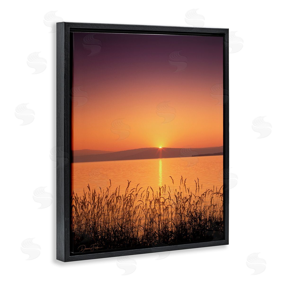 Deep Orange Sunset Black Floating Frame Canvas Wall Art, Home Decor by Dennis Frates