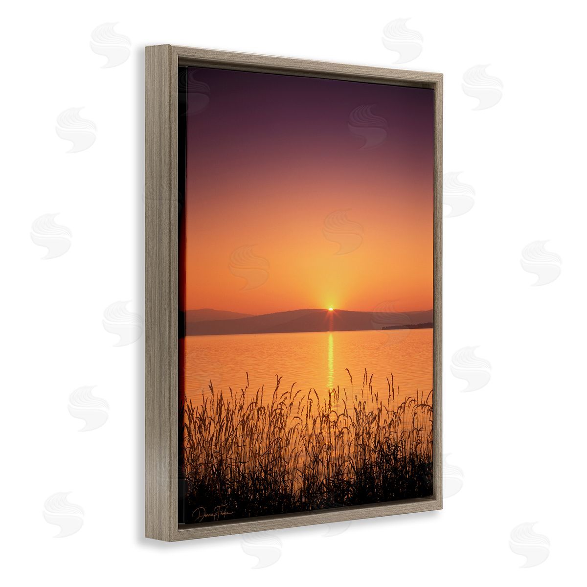 Deep Orange Sunset Brown Floating Frame Canvas Wall Art, Home Decor by Dennis Frates