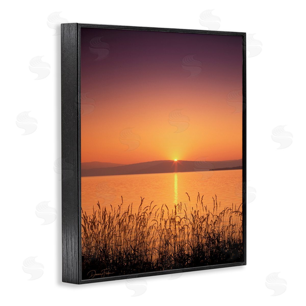 Deep Orange Sunset Black Frame Print Wall Art, Home Decor by Dennis Frates