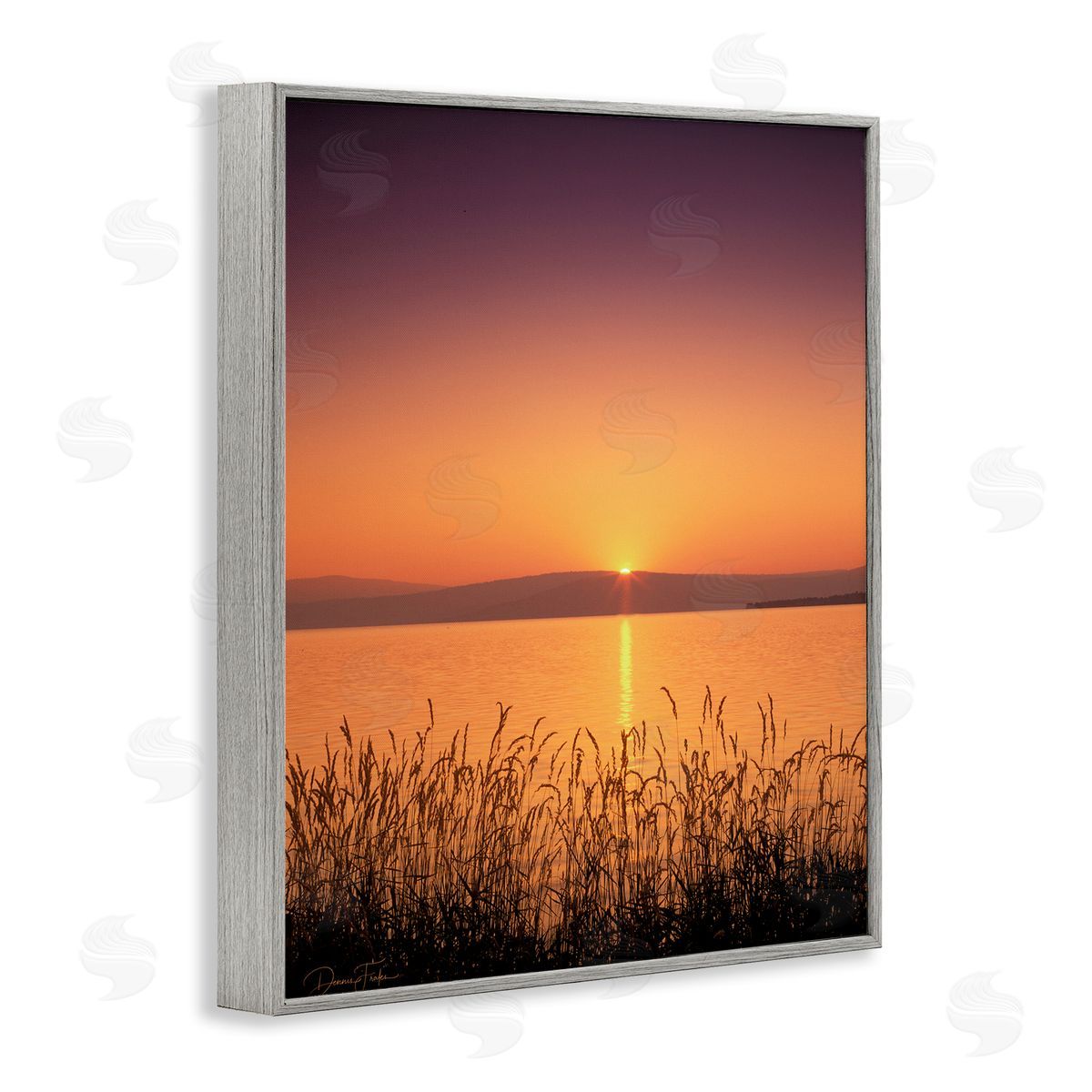 Deep Orange Sunset Grey Frame Print Wall Art, Home Decor by Dennis Frates