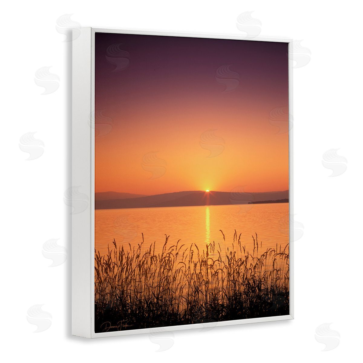 Deep Orange Sunset White Frame Print Wall Art, Home Decor by Dennis Frates