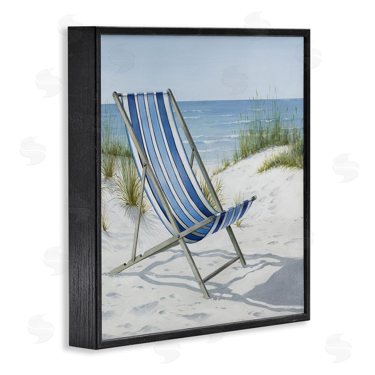 Tranquil Beach Chair Black Frame Print Wall Art, Home Decor by Max Maxx