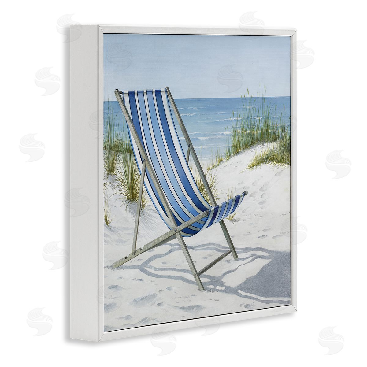 Tranquil Beach Chair White Frame Print Wall Art, Home Decor by Max Maxx