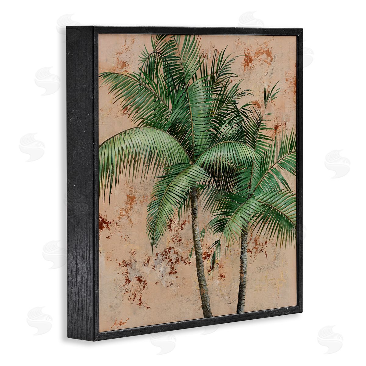 Leafy Palm Fronds Black Frame Print Wall Art, Home Decor by Max Maxx