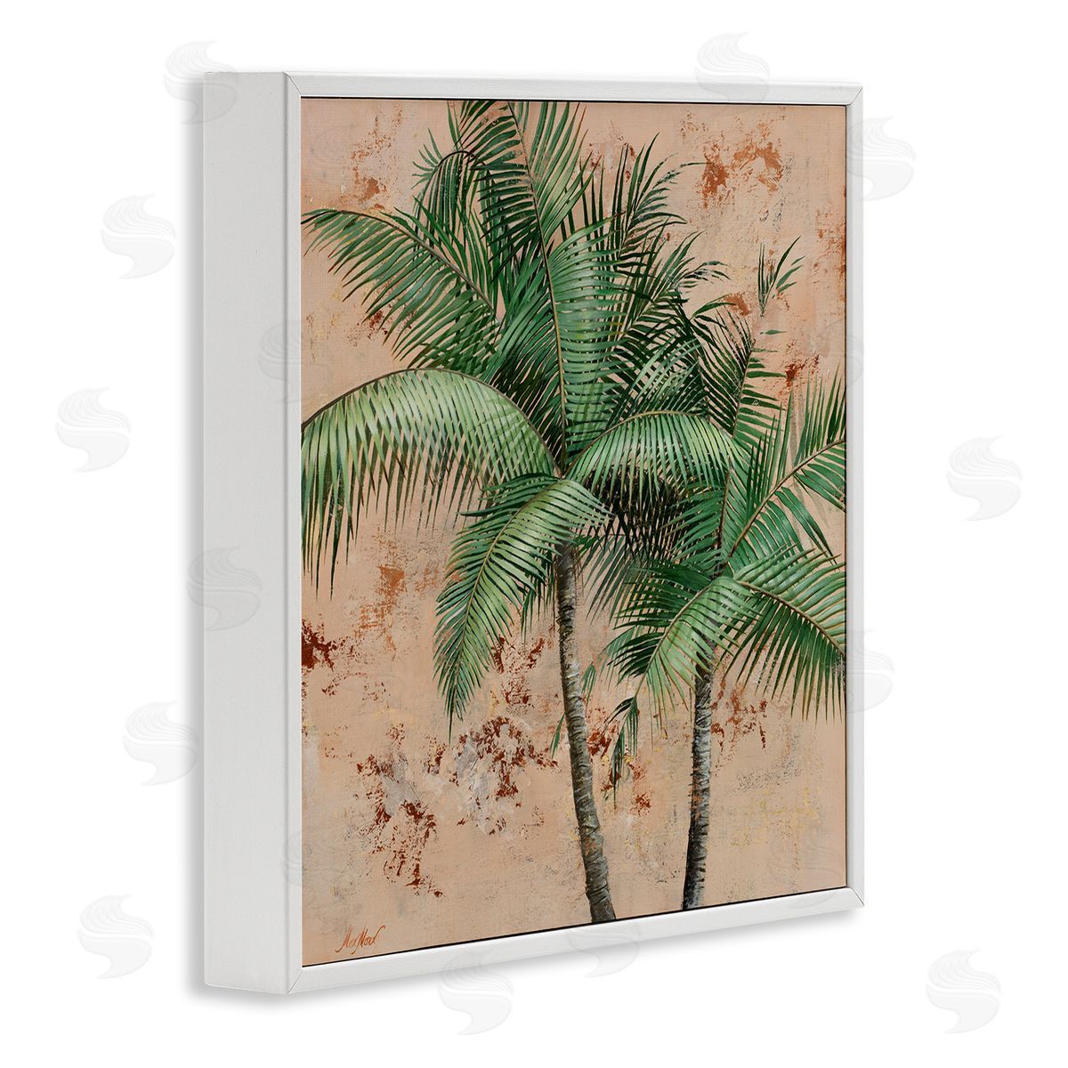 Leafy Palm Fronds White Frame Print Wall Art, Home Decor by Max Maxx