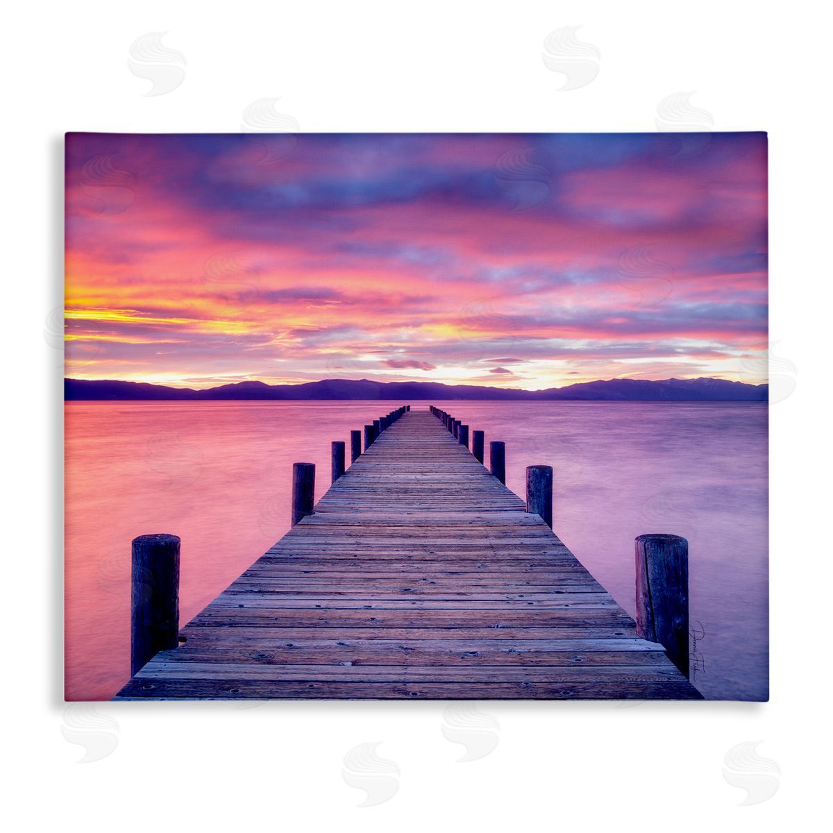 Purple Sunset Dock Canvas Wall Art, Home Decor by Dennis Frates