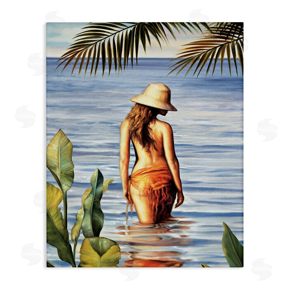 Migdalia Arellano Woman Wading Beach Canvas Wall Art Print