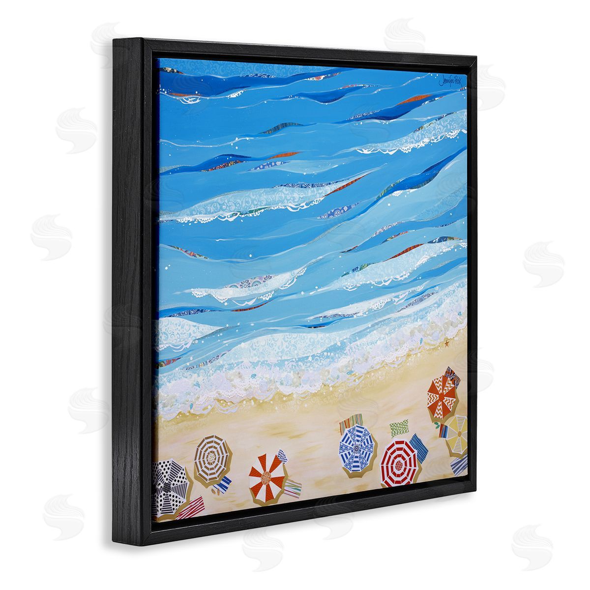 Made In The Shade Beach Black Floating Frame Canvas Wall Art, Home Decor by Jennifer Peck