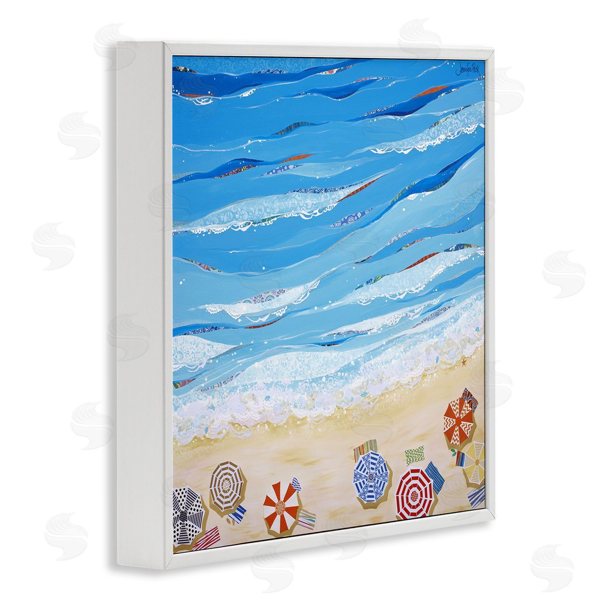 Made In The Shade Beach White Frame Print Wall Art, Home Decor by Jennifer Peck