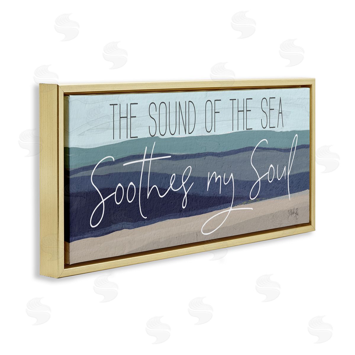 Sound Of The Sea Gold Floating Frame Canvas Wall Art, Home Decor by Marla Rae