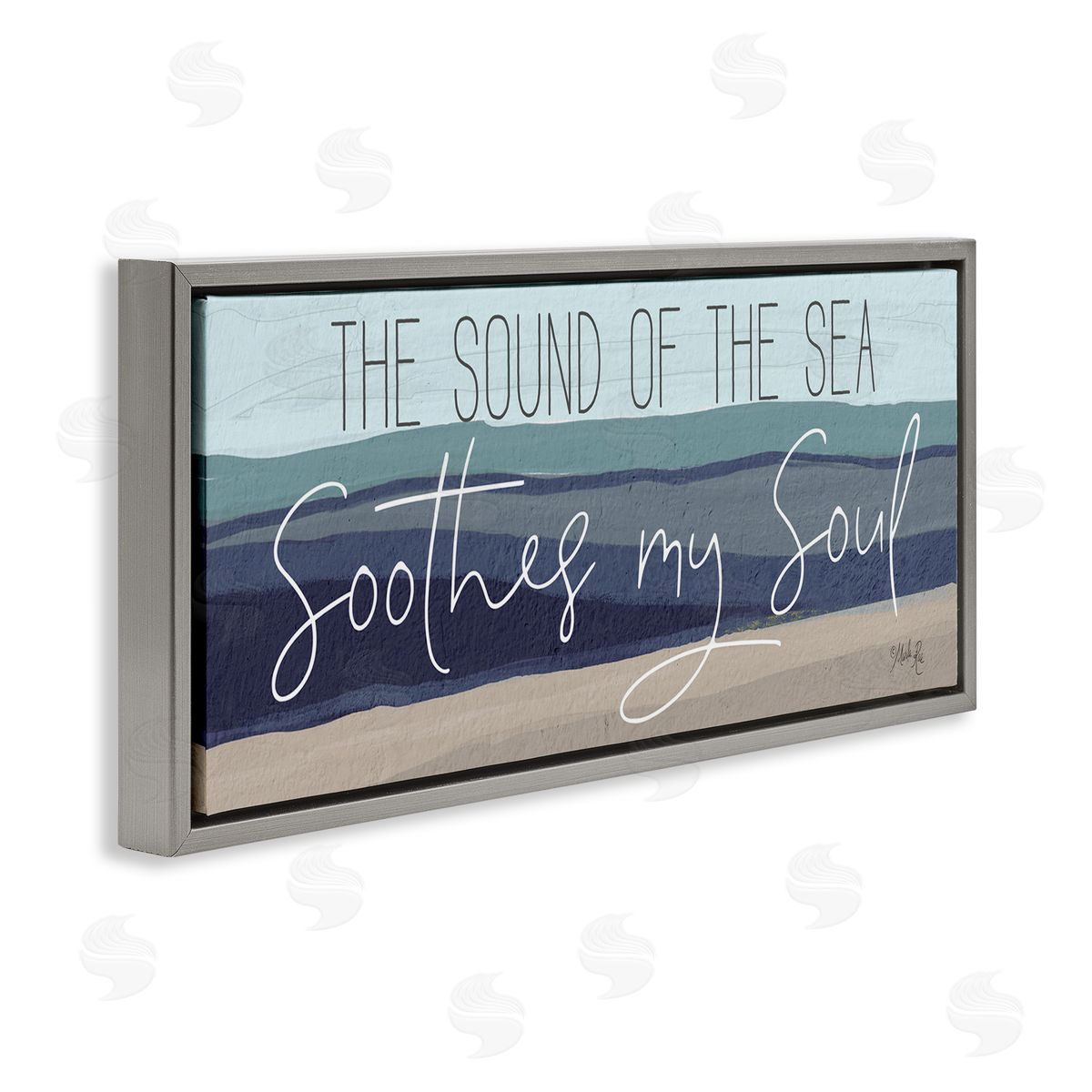 Sound Of The Sea Grey Floating Frame Canvas Wall Art, Home Decor by Marla Rae