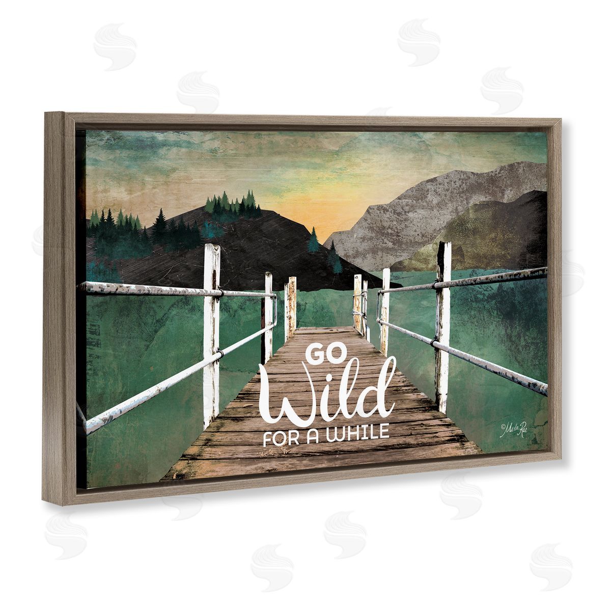 Go Wild Rustic Phrase Brown Floating Frame Canvas Wall Art, Home Decor by Marla Rae