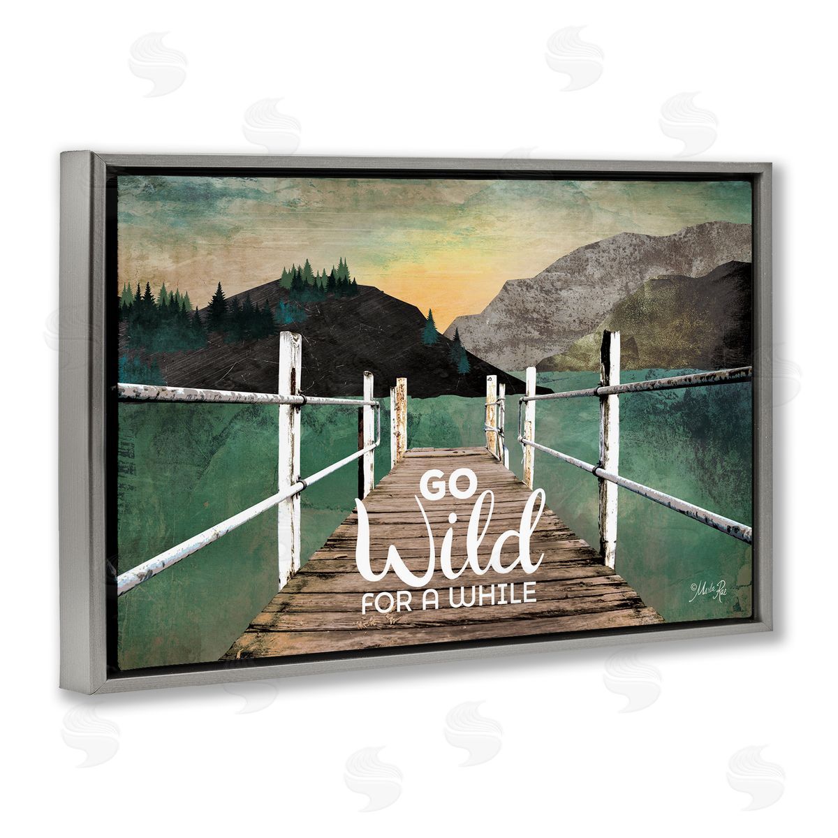 Go Wild Rustic Phrase Grey Floating Frame Canvas Wall Art, Home Decor by Marla Rae