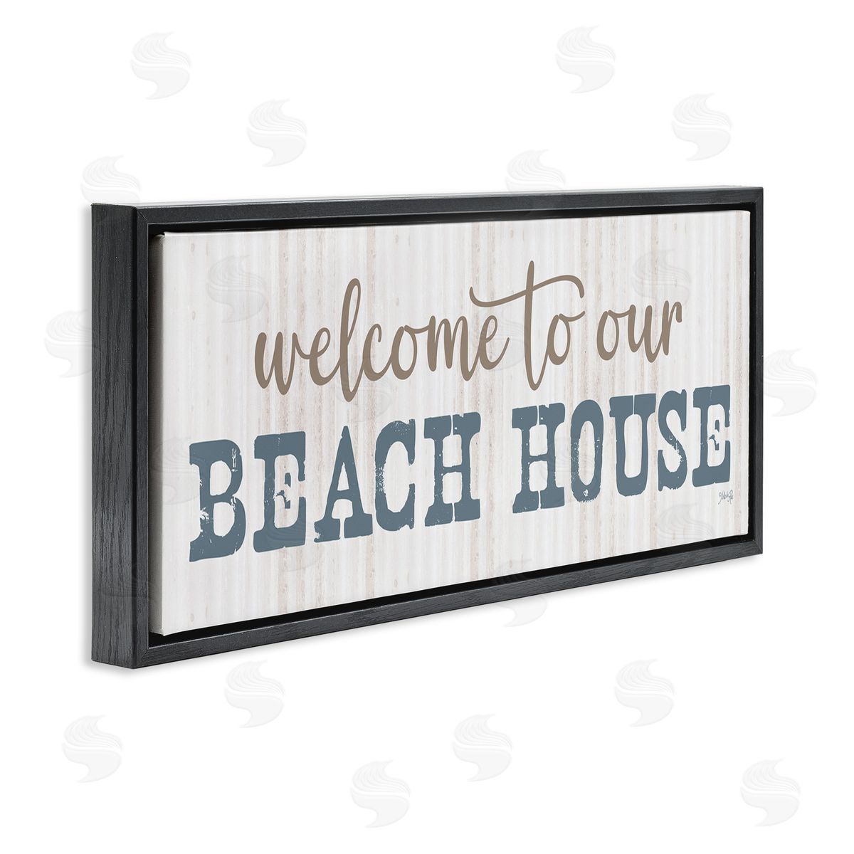 Welcome Beach House Black Floating Frame Canvas Wall Art, Home Decor by Marla Rae