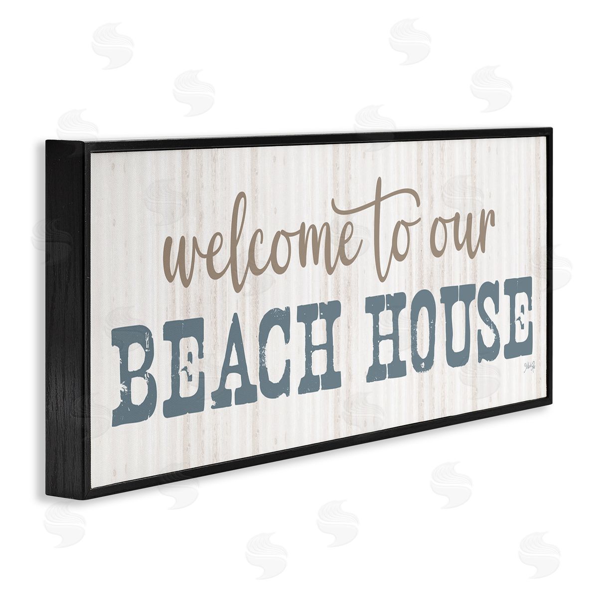 Welcome Beach House Black Frame Print Wall Art, Home Decor by Marla Rae