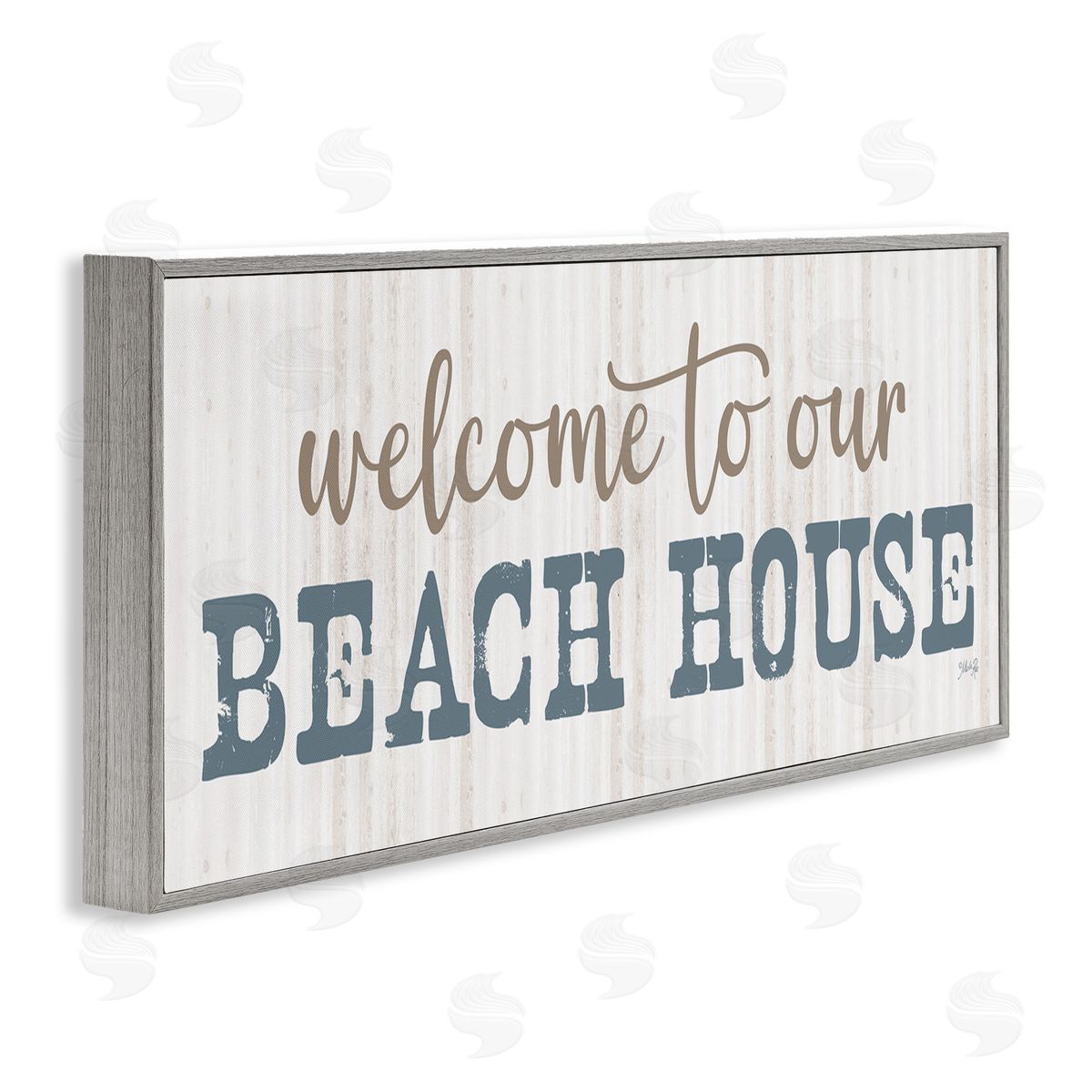 Welcome Beach House Grey Frame Print Wall Art, Home Decor by Marla Rae