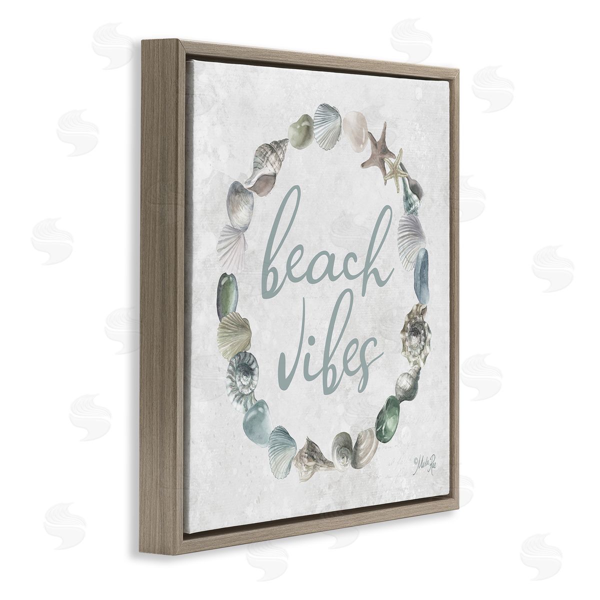 Beach Vibes with Shells Brown Floating Frame Canvas Wall Art, Home Decor by Marla Rae