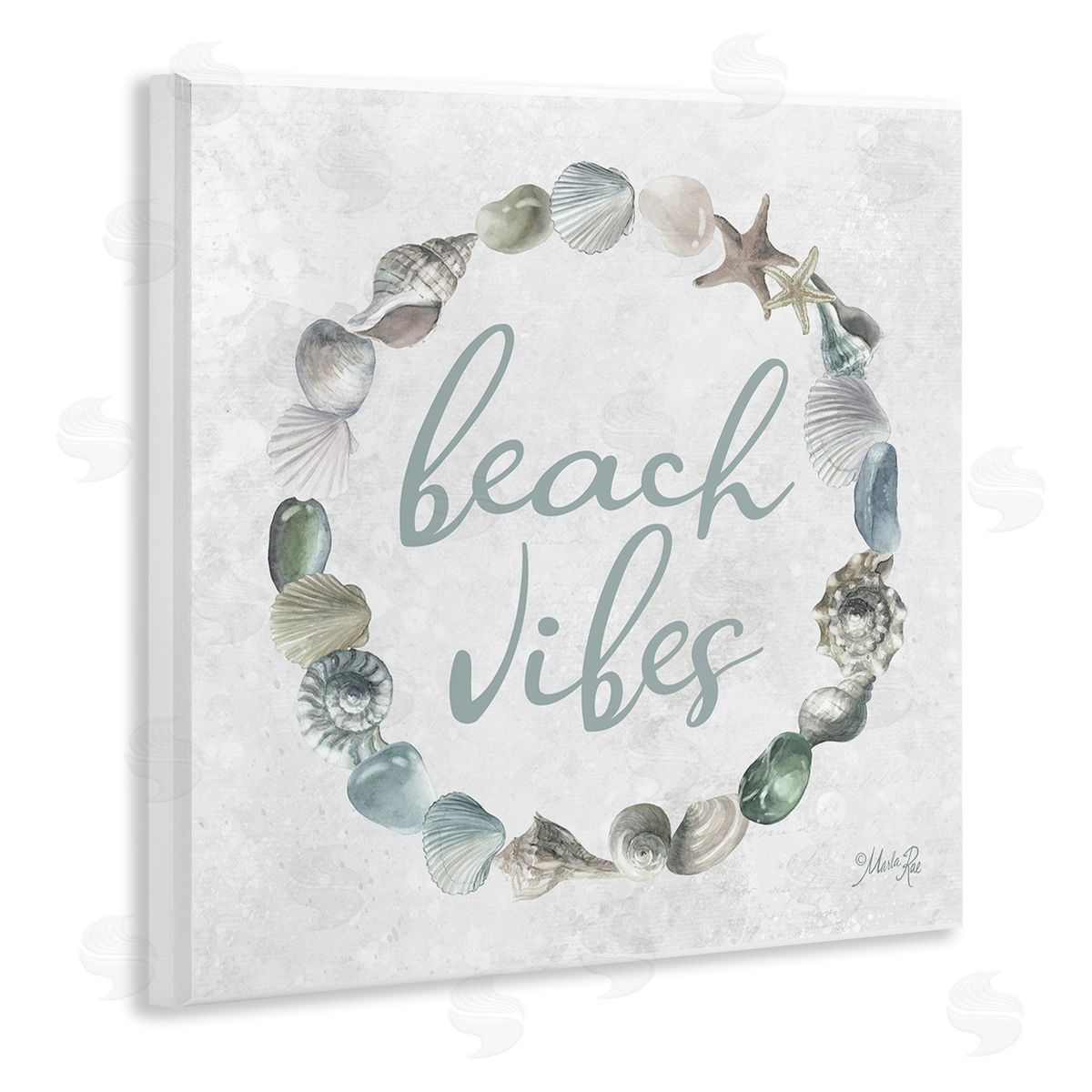 Beach Vibes with Shells Wood Plaque Wall Art, Home Decor by Marla Rae