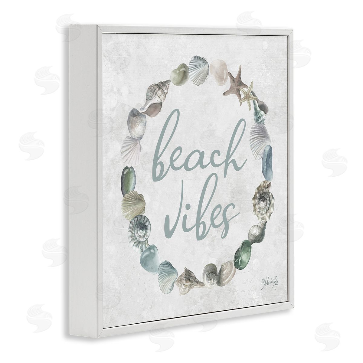 Beach Vibes with Shells White Frame Print Wall Art, Home Decor by Marla Rae
