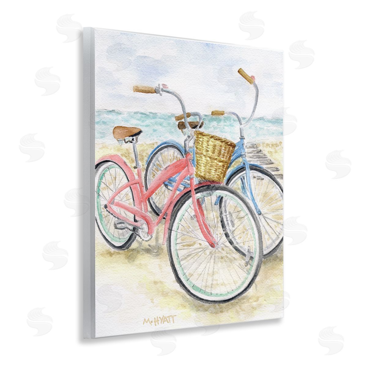 Beach Bikes Parked Wood Plaque Wall Art, Home Decor by Melissa Hyatt