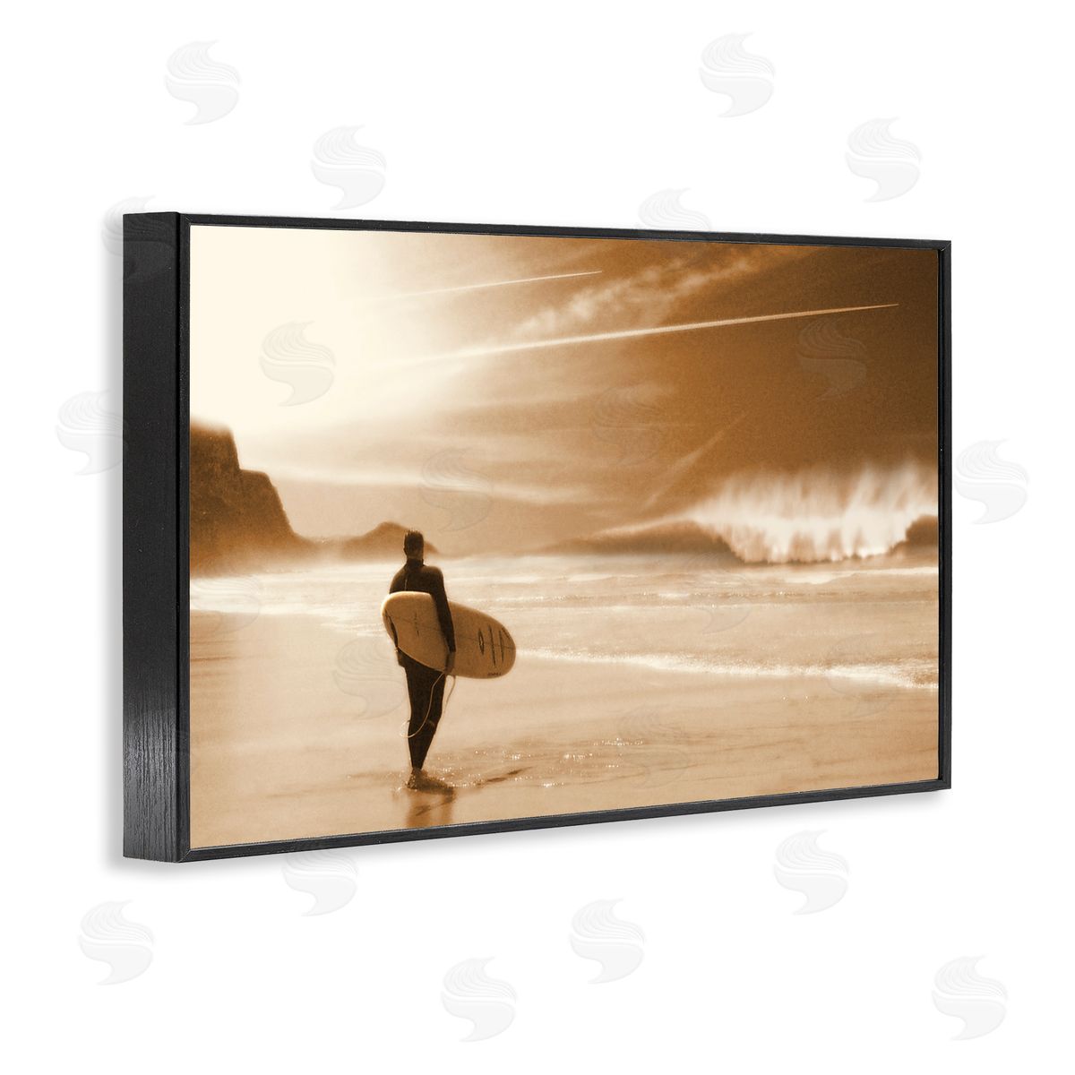Out Of The Sun Surfer Black Frame Print Wall Art, Home Decor by Noah Bay