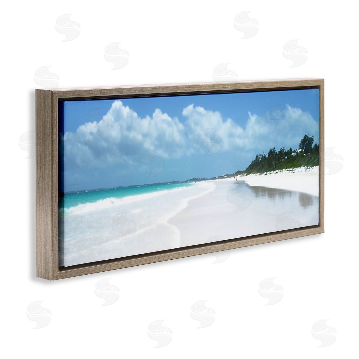 Pink Sands Shore Brown Floating Frame Canvas Wall Art, Home Decor by Noah Bay