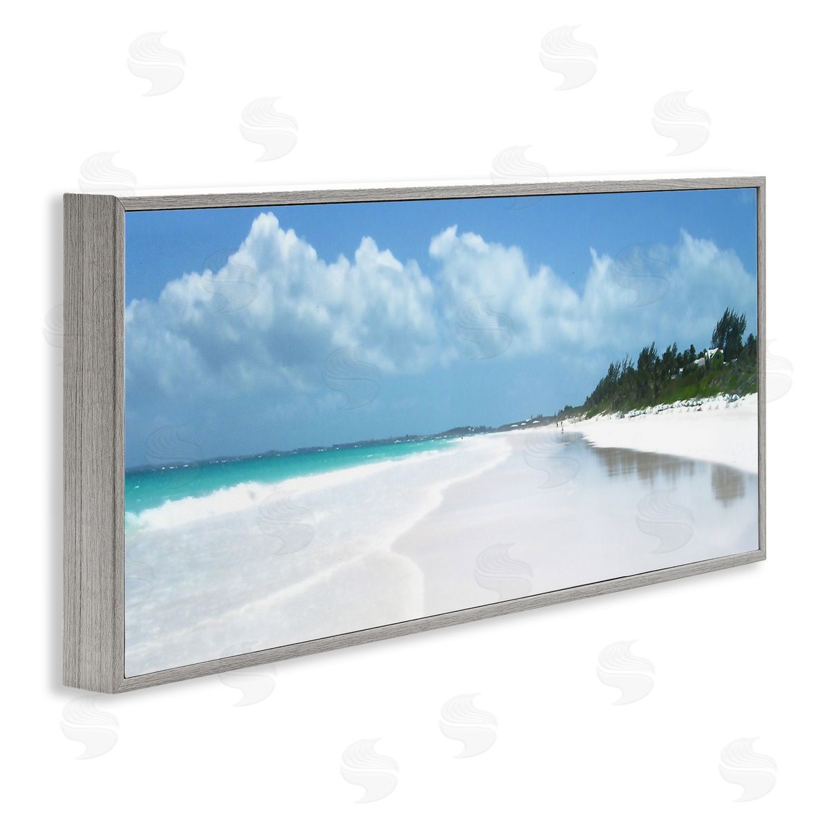 Pink Sands Shore Grey Frame Print Wall Art, Home Decor by Noah Bay