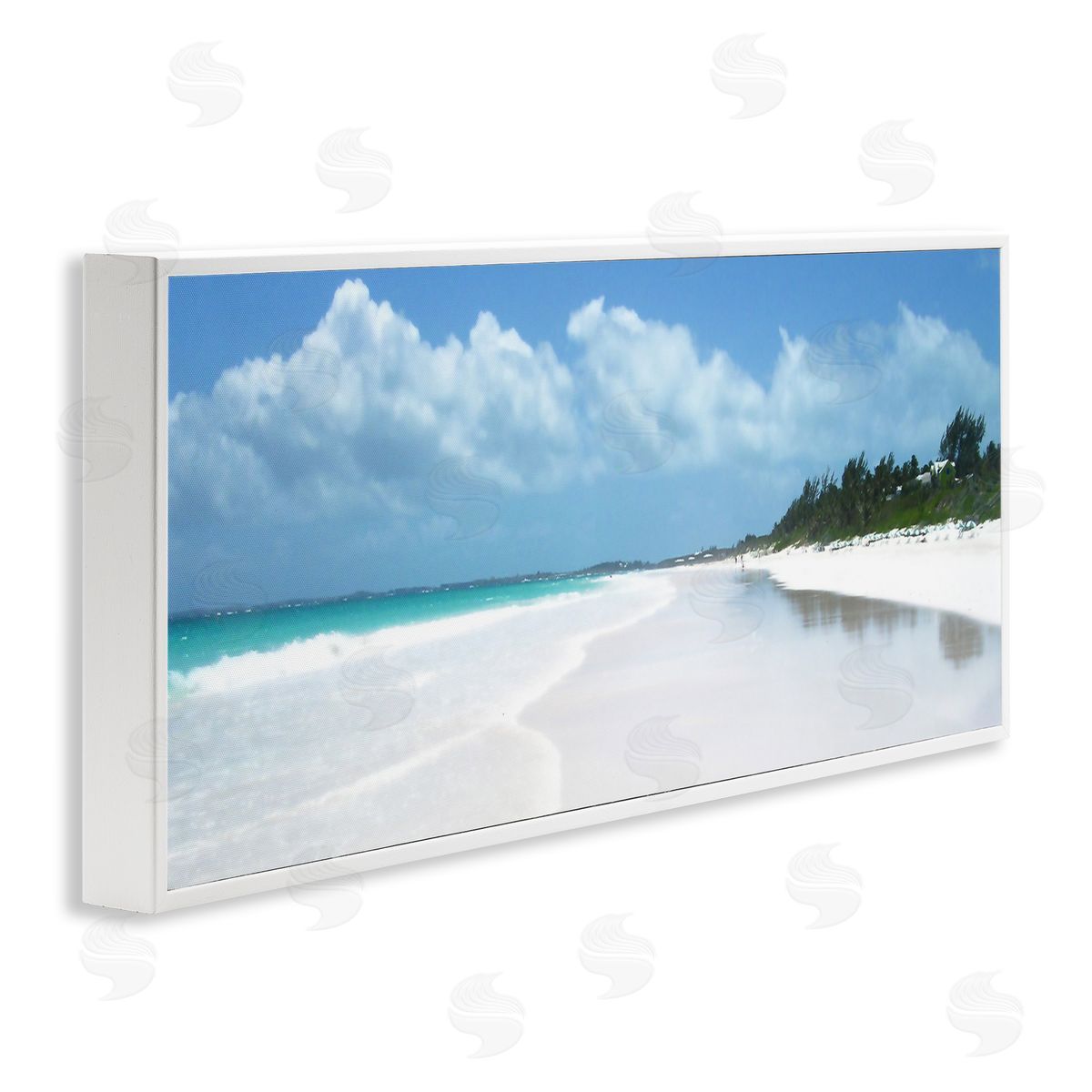 Pink Sands Shore White Frame Print Wall Art, Home Decor by Noah Bay