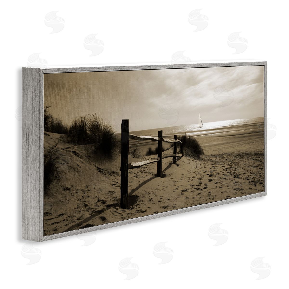 Open Water Beach Grey Frame Print Wall Art, Home Decor by Noah Bay
