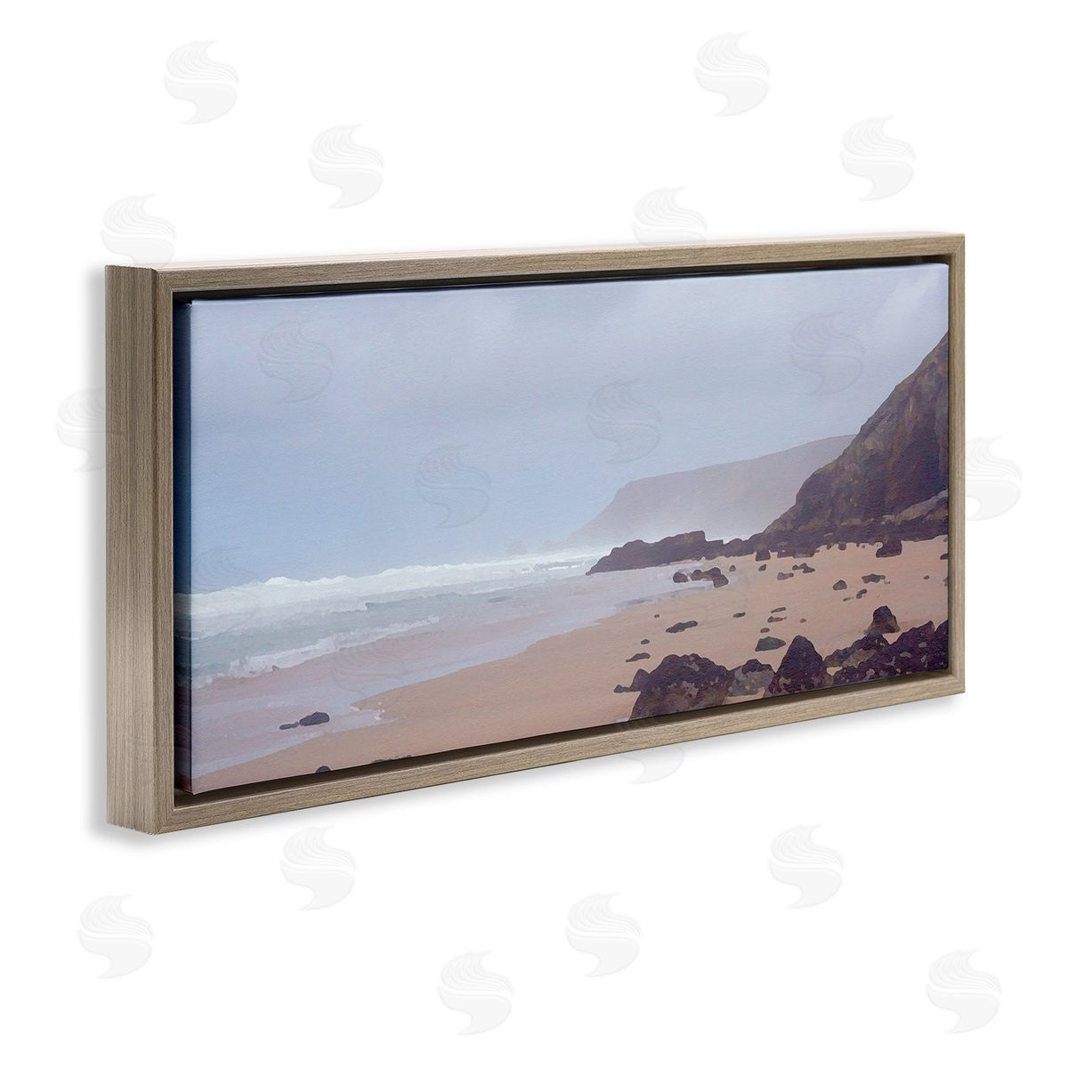 Sea Mists View Brown Floating Frame Canvas Wall Art, Home Decor by Noah Bay
