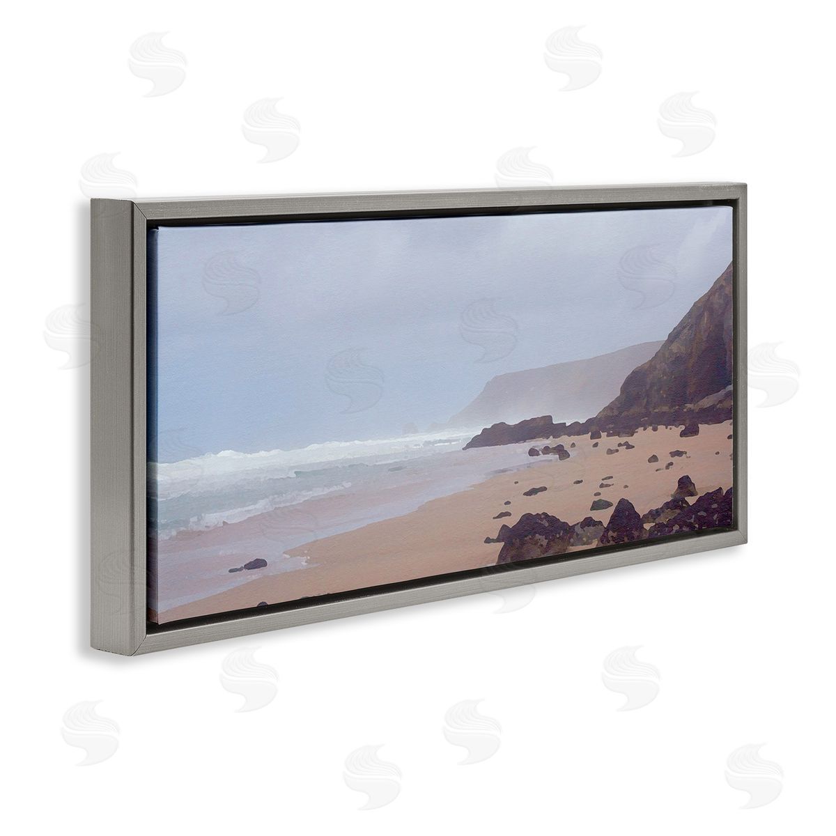 Sea Mists View Grey Floating Frame Canvas Wall Art, Home Decor by Noah Bay