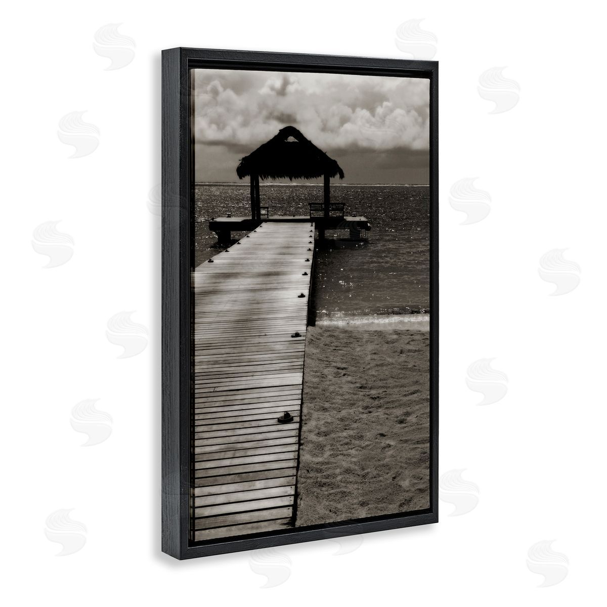 Covered Jetty Dock Black Floating Frame Canvas Wall Art, Home Decor by Noah Bay