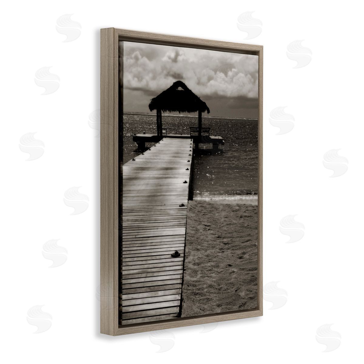 Covered Jetty Dock Brown Floating Frame Canvas Wall Art, Home Decor by Noah Bay