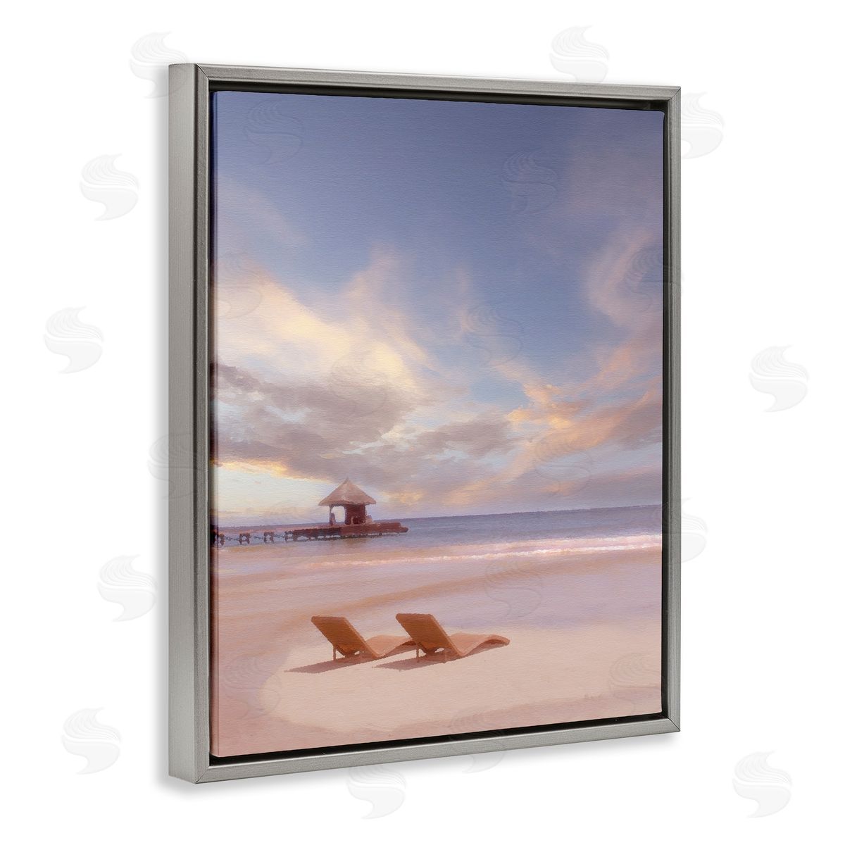 Beside The Sea View Grey Floating Frame Canvas Wall Art, Home Decor by Noah Bay