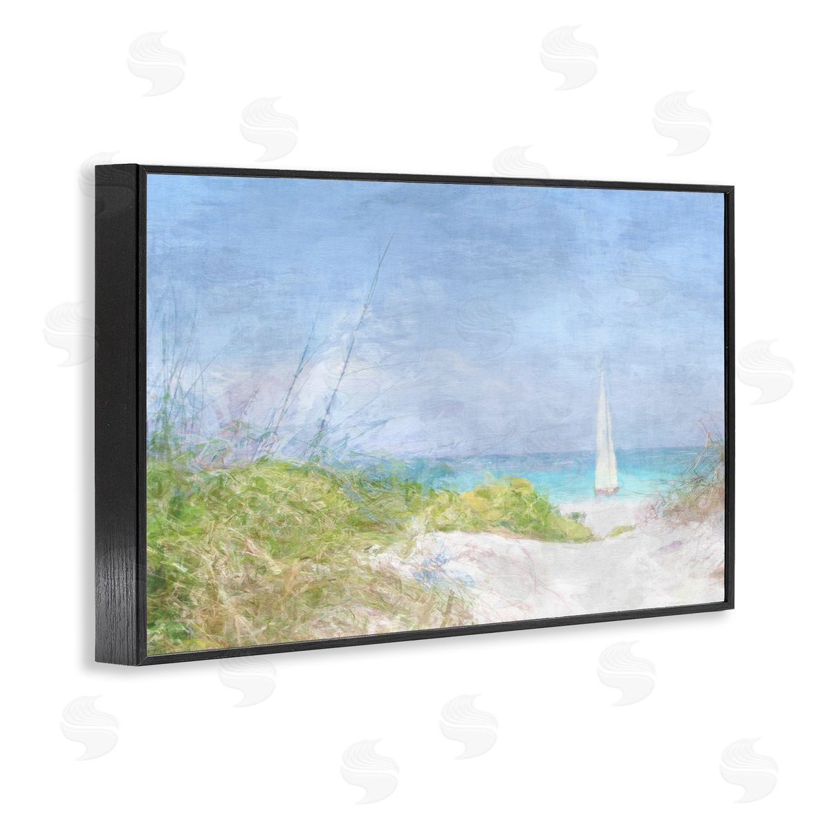 Solitary Yacht Seascape Black Frame Print Wall Art, Home Decor by Noah Bay