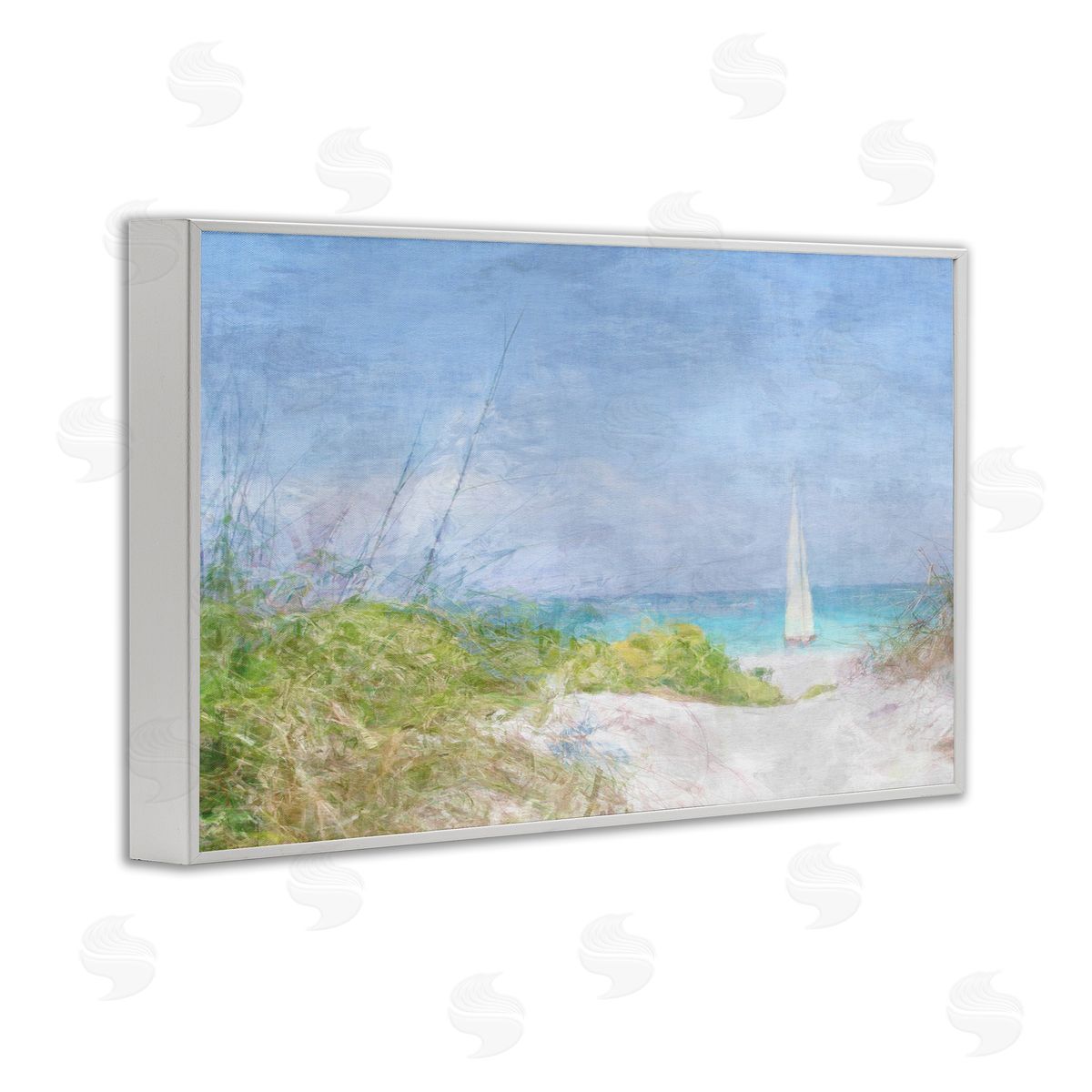 Solitary Yacht Seascape White Frame Print Wall Art, Home Decor by Noah Bay
