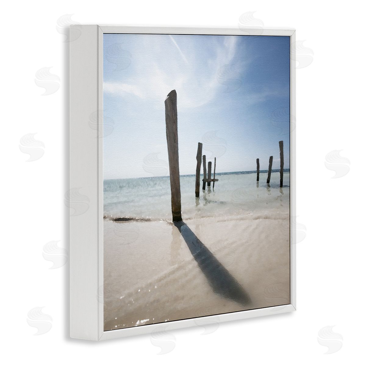 Eight Beach Posts White Frame Print Wall Art, Home Decor by Noah Bay