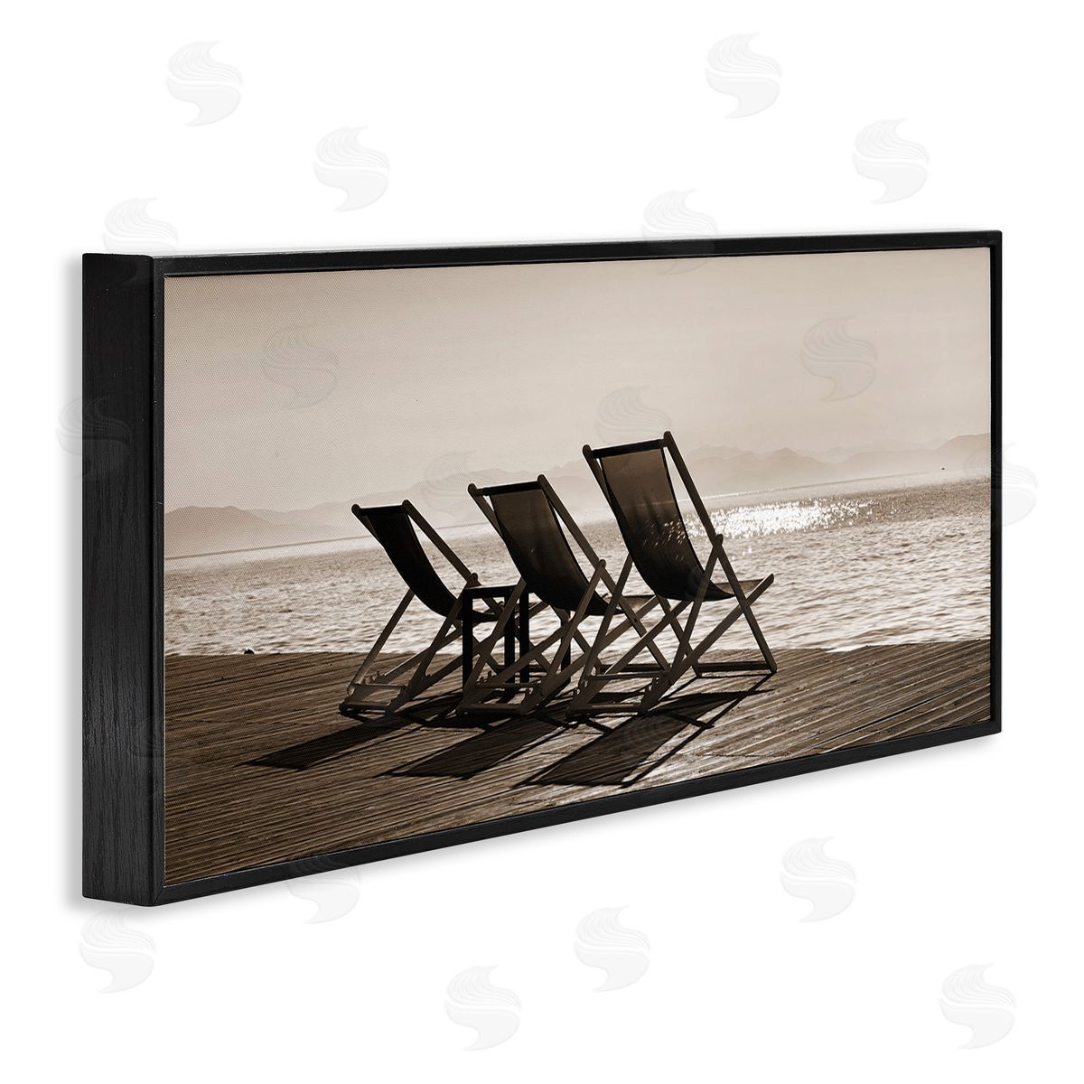 On Deck Beach Chairs Black Frame Print Wall Art, Home Decor by Noah Bay