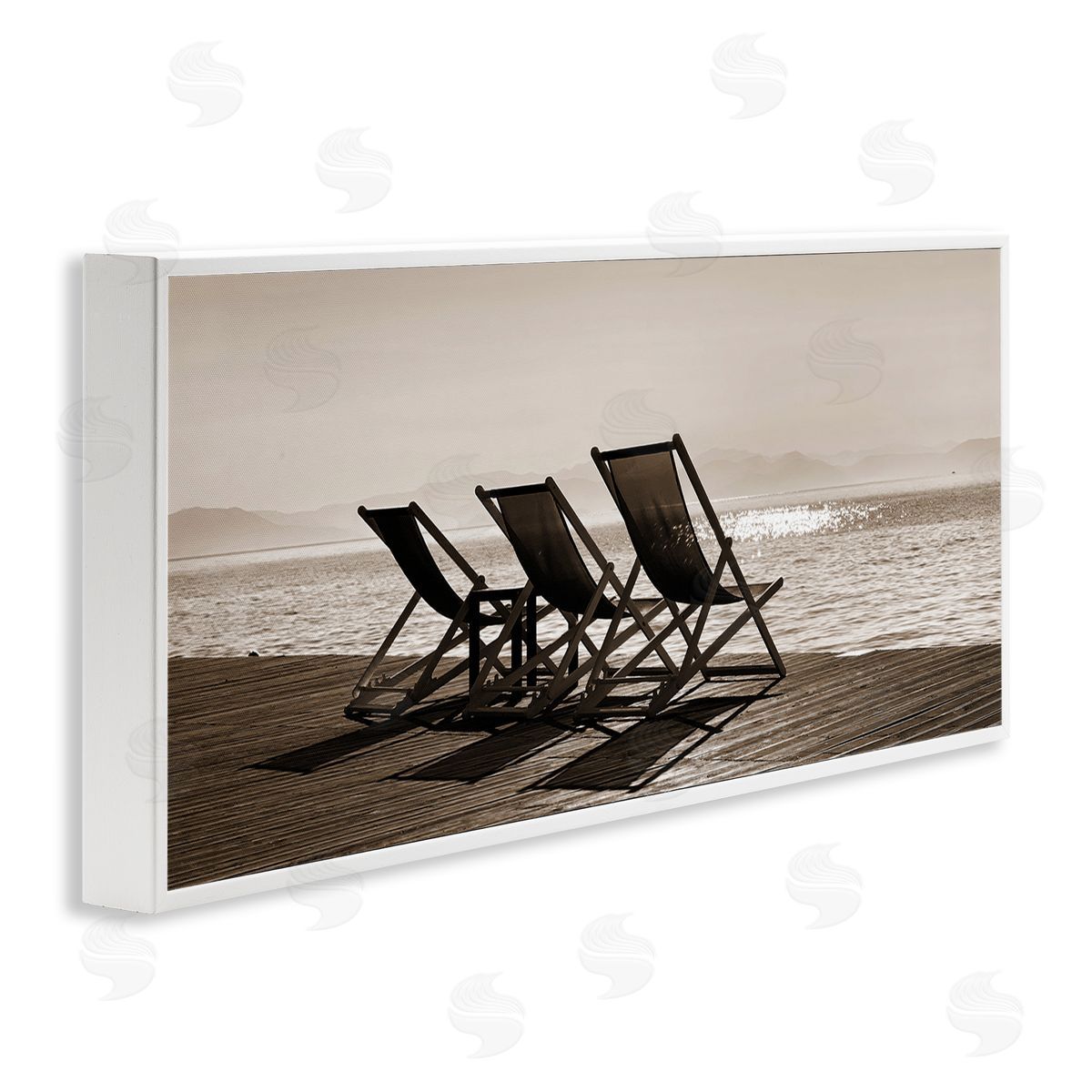 On Deck Beach Chairs White Frame Print Wall Art, Home Decor by Noah Bay