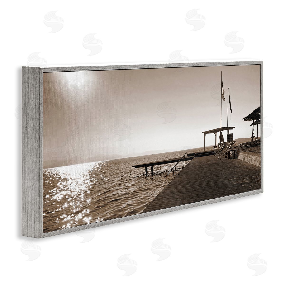 On Deck Summer Scene Grey Frame Print Wall Art, Home Decor by Noah Bay