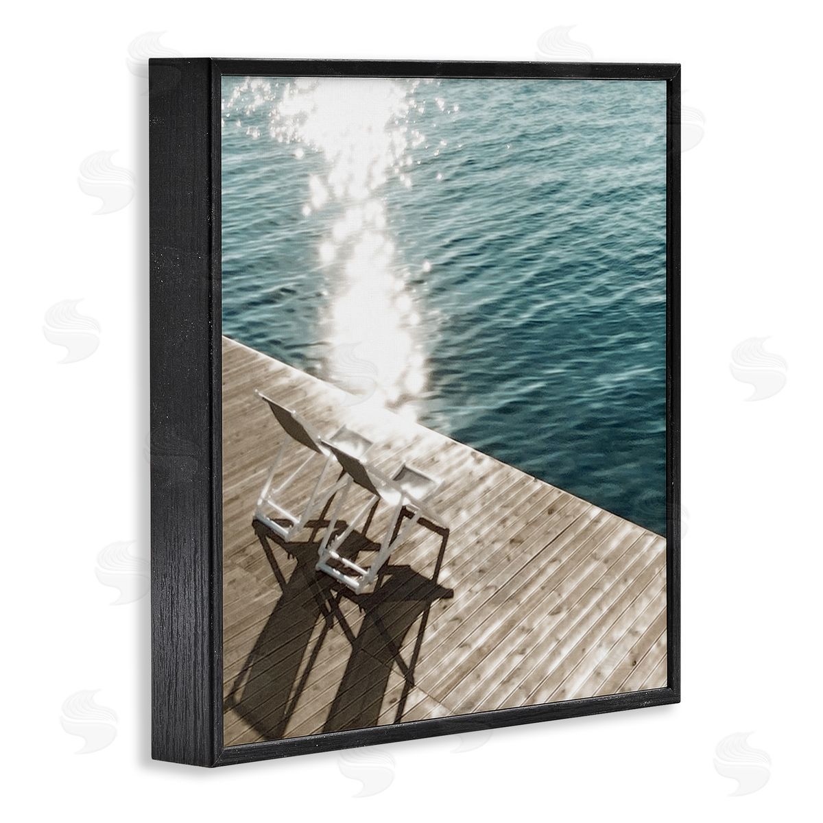 Deck Chair Shadows Black Frame Print Wall Art, Home Decor by Noah Bay