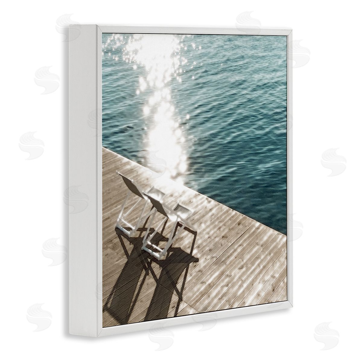 Deck Chair Shadows White Frame Print Wall Art, Home Decor by Noah Bay